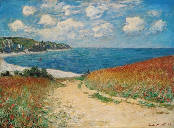  Claude Monet - Camino de playa entre los campos de trigo en Pourville