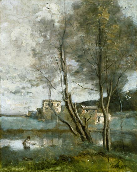  Jean-Baptiste-Camille Corot - Pescadores y casas