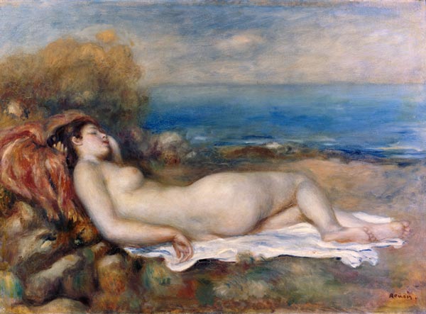  Pierre-Auguste Renoir - Resting taking a bath on the shore of the sea.