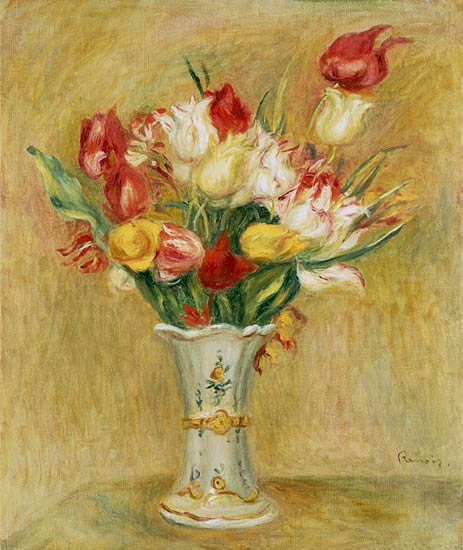  Pierre-Auguste Renoir - Ramo de tulipanes en un jarro blanco