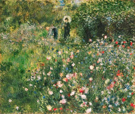  Pierre-Auguste Renoir - Mujer con parasol en el jardín