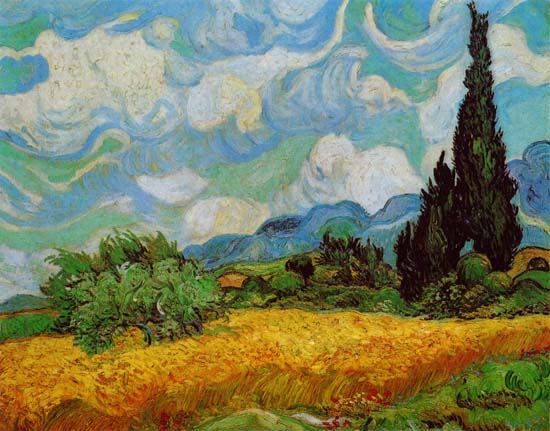  Vincent Van Gogh - Wheat field with cypresses