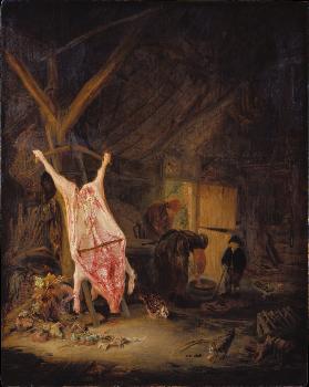 Slaughtered Pig in a Barn