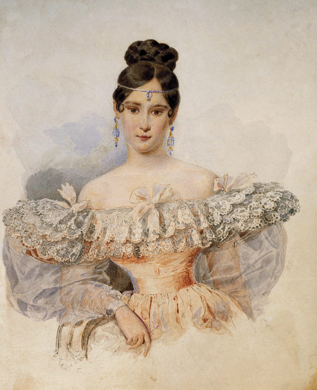 Portrait of Natalia Pushkina, the wife of the poet Alexander Pushkin de Brüllow