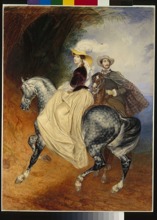 The Horsemen. Portrait of Eugeny and Emily Mussard de Brüllow