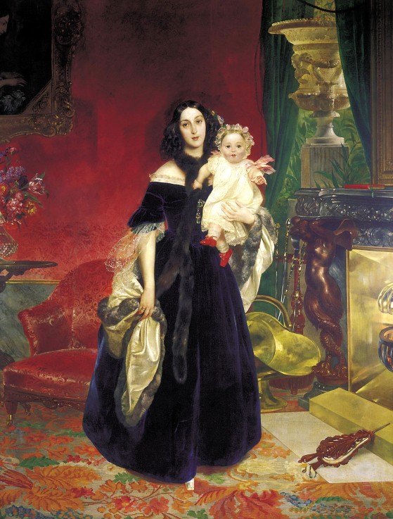 Maria Arkadyevna (Stolypina) Beck (1819-1889) with her Daughter de Brüllow