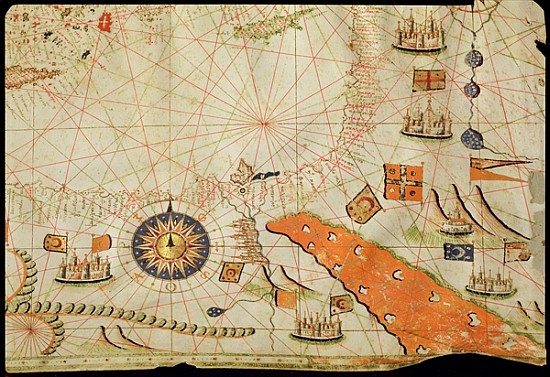 Egypt and the Red Sea, from a nautical atlas of the Mediterranean and Middle East (ink on vellum) de Calopodio da Candia