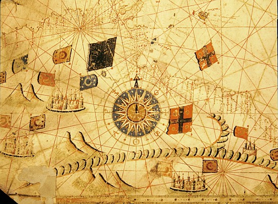 The Balkans, from a nautical atlas of the Mediterranean and Middle East (ink on vellum) de Calopodio da Candia