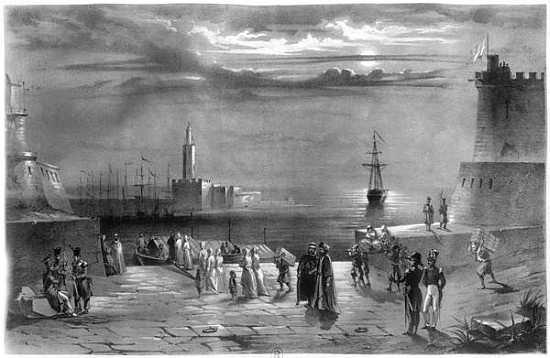 The Dey Hussein Ibn El Hussein (1765-1838) leaving Algiers after the city has been captured on the 4 de Coppin