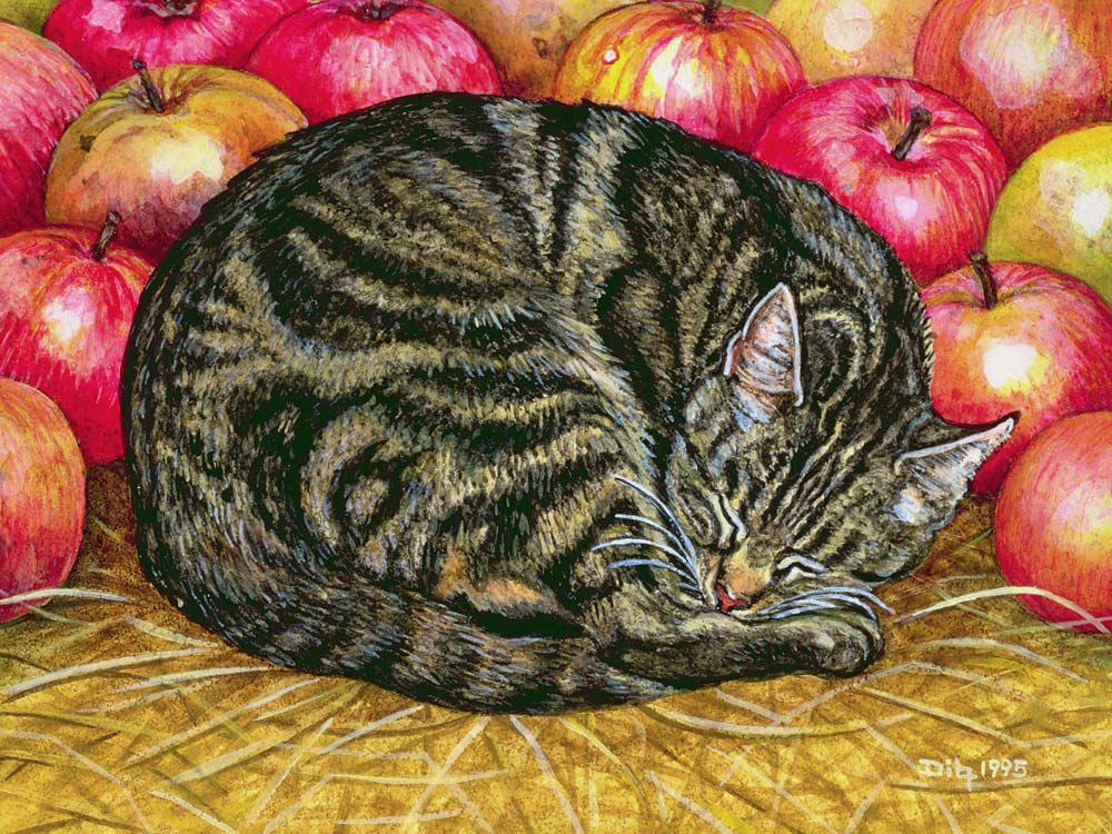 Left-Hand Apple-Cat, 1995 (acrylic on panel)  de Ditz 