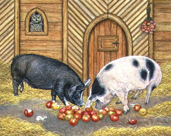 Noah''s Pigs, 1997 (acrylic on panel)  de Ditz 