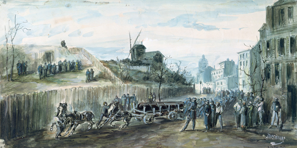 Incident during the Paris Commune of 1870 (wash on paper) de Dupendant