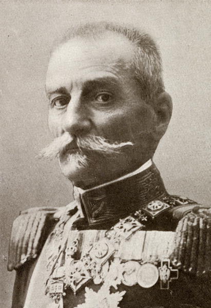 King Peter I of Serbia, from ''The Year 1912'', published London, 1913 (b/w photo)  de English Photographer