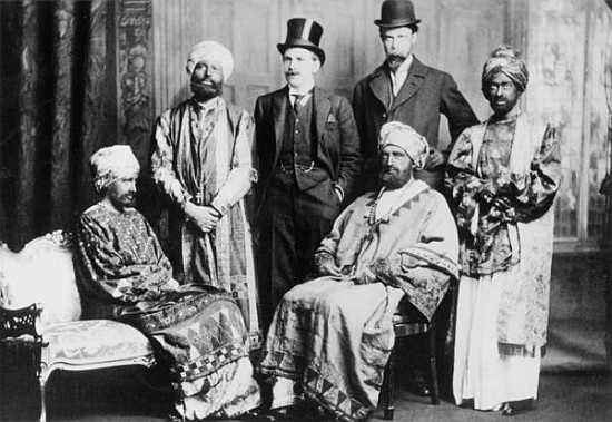 ''The Emperor of Abyssinia and his Court'', showing standing from left to right Guy Ridley, Horace d de English Photographer