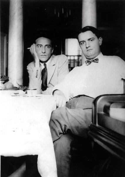 Jean Cocteau (1889-1963) and Georges Auric (1899-1983) at Villefranche sur Mer, 1924 (b/w photo)  de French Photographer