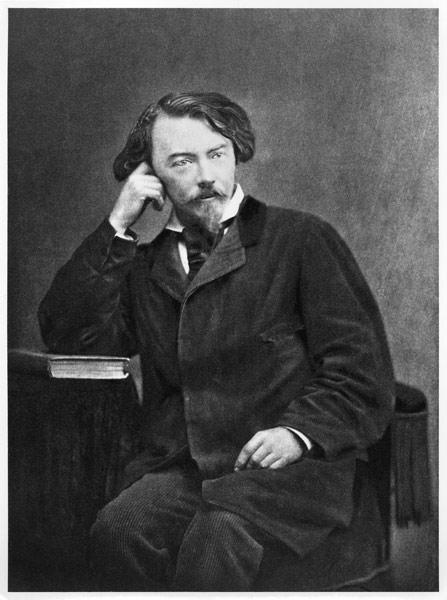 Portrait of Comte Auguste de Villiers de L''Isle-Adam (1838-89) 1886 (b/w photo) 