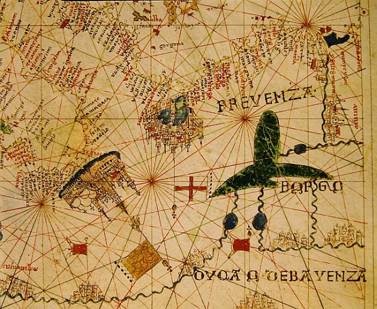 Provence and Northern Italy, from a nautical atlas, 1520 (ink on vellum) de Giovanni Xenodocus da Corfu