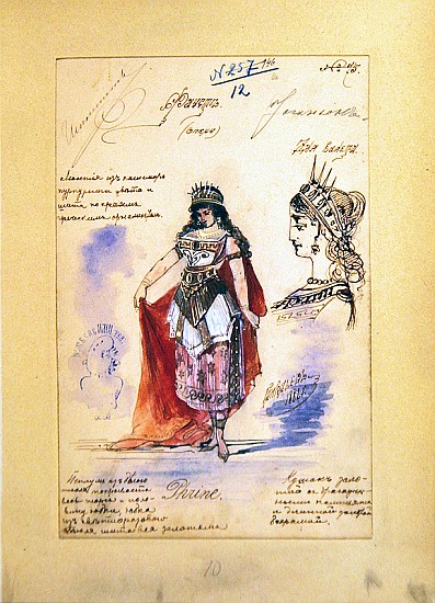 Costume designs for the role of Phrine in the opera ''Faust'', Charles Gounod (1818-93) 1882 de Grigoriev