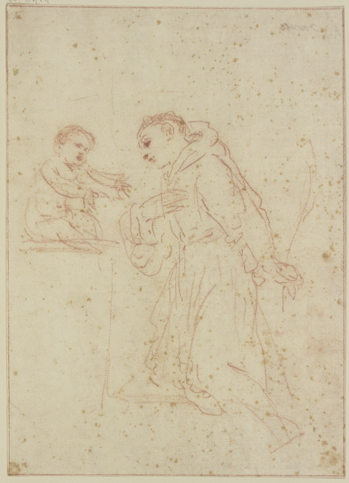 Der Heilige Antonius von Padua vor dem Christkind kniend de Guercino (Giovanni Francesco Barbieri)