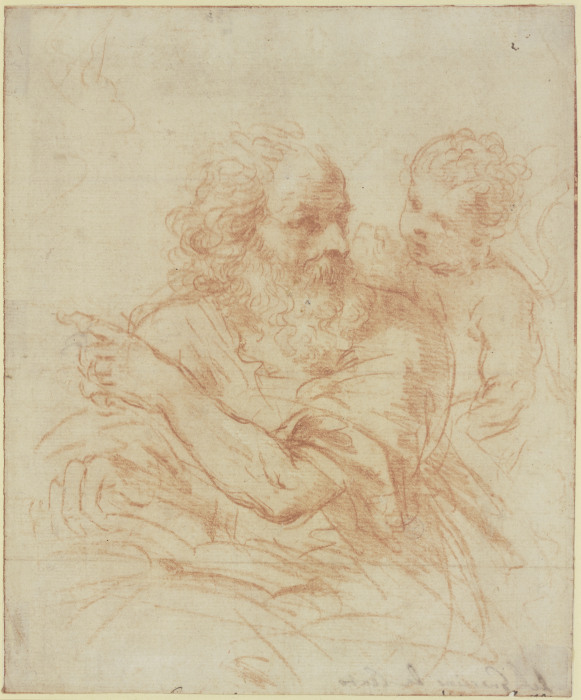 Der Heilige Hieronymus mit einem Engel de Guercino (Giovanni Francesco Barbieri)