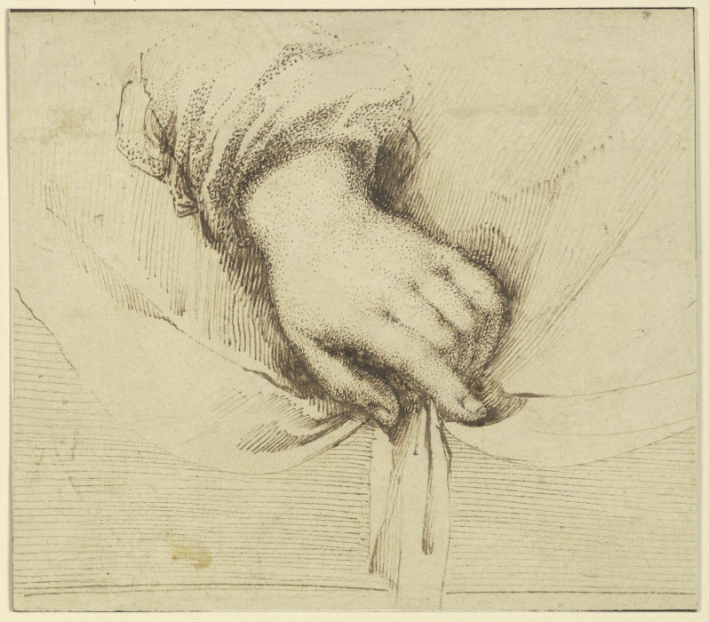 Eine Hand, die ein Gewand hält (?) de Guercino (Giovanni Francesco Barbieri)