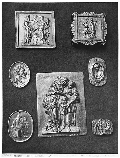 Plaques depicting Hermes and Abundance, Apollo, Judith and her Servant, Attila the Hun (395-453) (br de Italian School