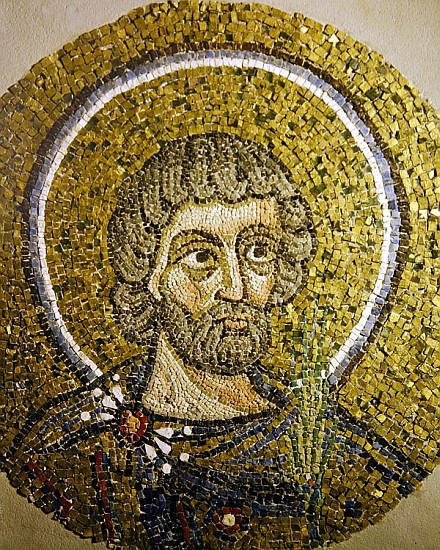 Saint Barbaziano: Fragment of a mosaic from the Basilica Ursiana, the former Cathedral of Ravenna de Italian School