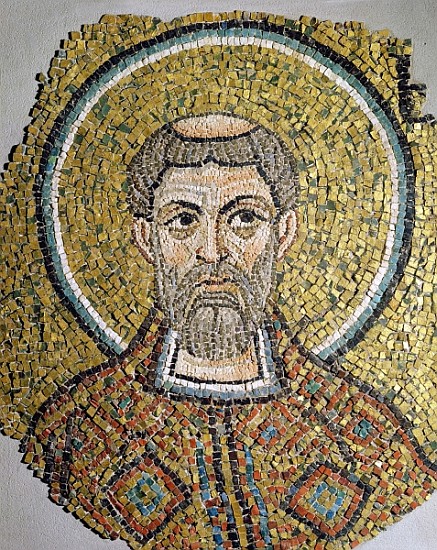 St. Ursicinus: Fragment of a mosaic from the Basilica Ursiana, the former cathedral of Ravenna (mosi de Italian School