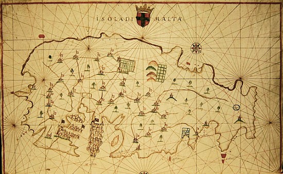 The Island of Malta, from a nautical atlas, 1646(see also 330943) de Italian School