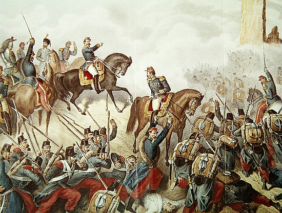 The Piedmontese and the French at the battle of San Martino in 1859 de Italian School