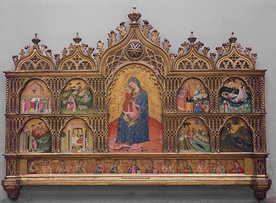 The Virgin and Child with Legendary Scenes (tempera on panel with gold) de Italian School