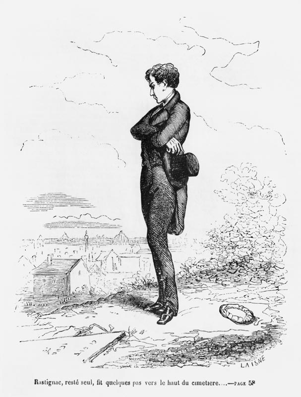 Left alone, Rastignac walked a few steps to the highest part of the cemetery'', illustration from '' de Laisne
