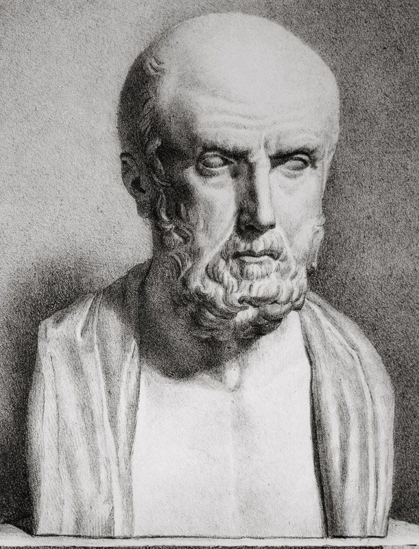 Portrait of Hippocrates (c.460-c.377 BC), 1st half 19th century (litho) (b/w photo) (detail of 16352 de Langlumé