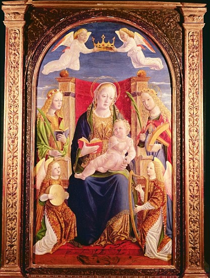 Virgin and Child with angel musicians and saints de Lombard School