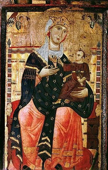 Enthroned Madonna and Child, c.1260 (canvas laid over poplar) de Luccanese School