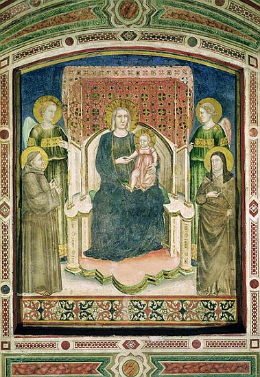 Madonna Enthroned with St. Francis of Assisi, St. Clare and Two Angels de Master of Figline
