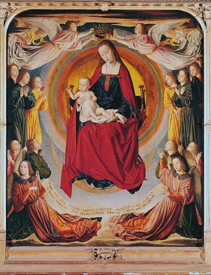 Coronation of the Virgin, centre panel from the Bourbon Altarpiece, c.1498 de Master of Moulins (Jean Hey)
