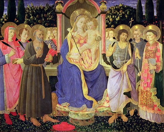 Madonna and Child enthroned with saints (altarpiece) de Master of the Buckingham Palace Madonna