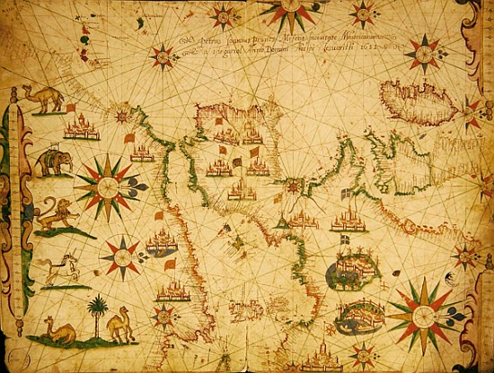 The Atlantic coasts of Europe and the Western Mediterranean, from a nautical atlas, 1651(see also 33 de Pietro Giovanni Prunes