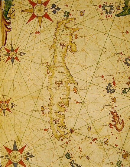 The Island of Crete, from a nautical atlas, 1651(detail from 330925) de Pietro Giovanni Prunes