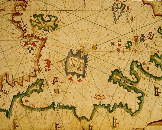The Island of Lemnos, from a nautical atlas, 1651(detail from 330925) de Pietro Giovanni Prunes