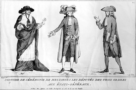 Ceremonial Costumes of the Deputies of the Trois Ordres aux Etats-Generaux, 4th May 1789 de Poulet