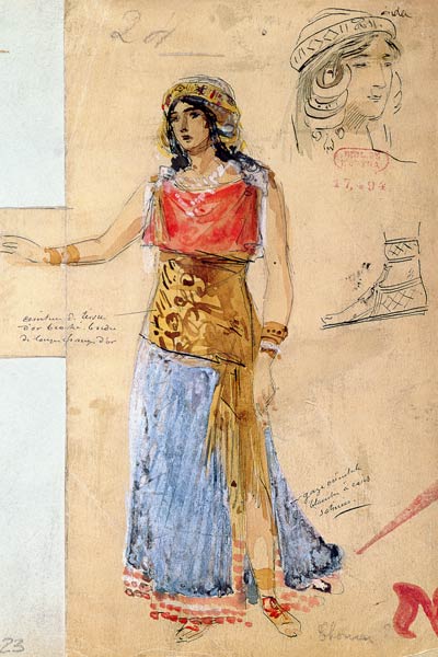 Costume design for the role of Isolde, in the opera ''Tristan und Isolde'', de Richard Wagner