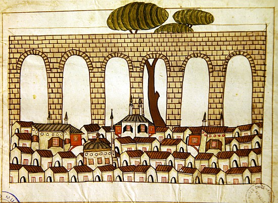 Ms. cicogna 1971, miniature from the ''Memorie Turchesche'' depicting the great aqueduct at Constant de Venetian School