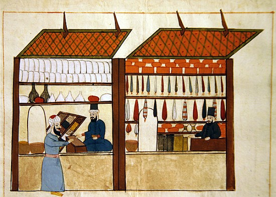Ms. cicogna 1971, miniature from the ''Memorie Turchesche'' depicting Turkish merchants de Venetian School
