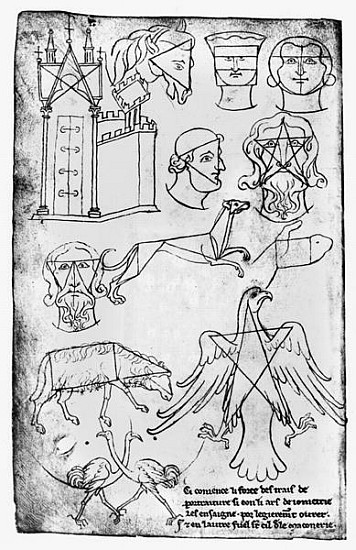 Ms Fr 19093 fol.18v Various drawings (facsimile copy) de Villard de Honnecourt