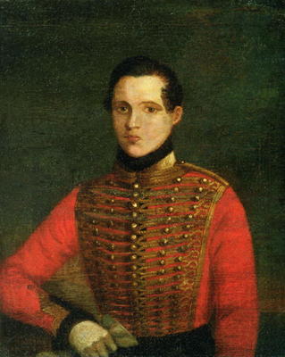 Portrait of the Poet Michail Lermontov, 1830s (oil on canvas) de A. Chelyshev