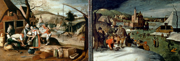 Autumn (left): Winter (right) (panel) de Abel Grimmer