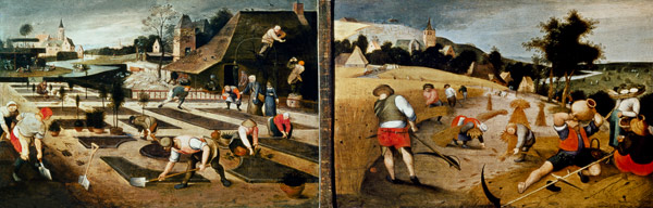 Spring (left); Summer (right) (panel) de Abel Grimmer