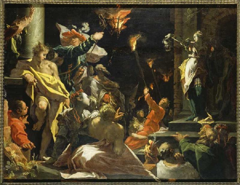 Judith shows the people the head of the Holofernes de Abraham Bloemaert